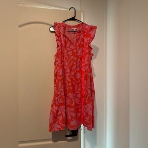 Coral Floral Ruffle Dress